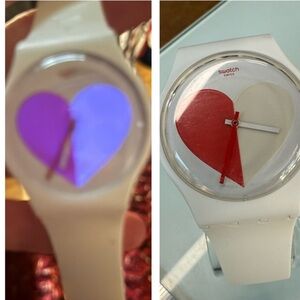 Swatch Half Heart Valentine Watch SO29Z113 Glow in Dark New Battery